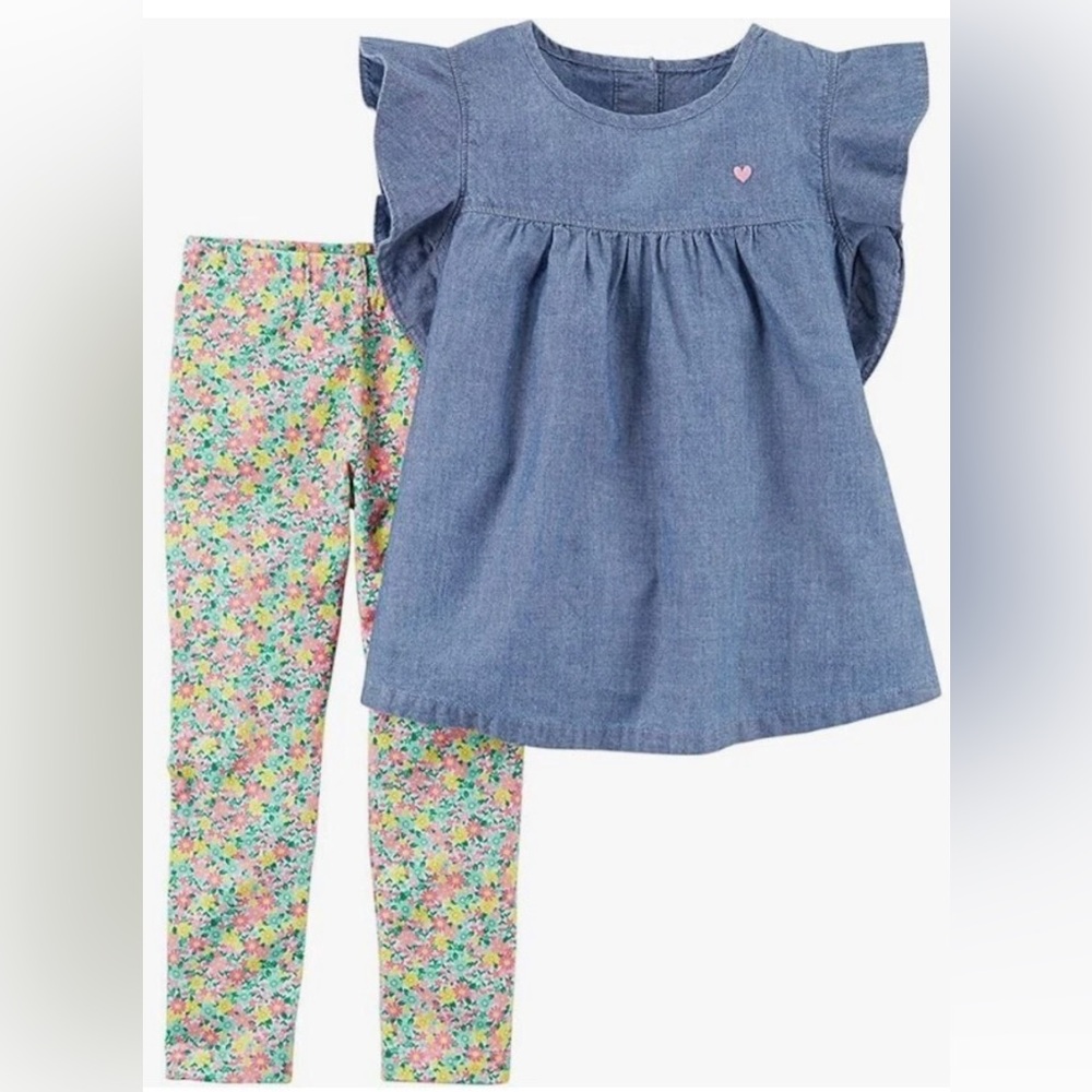 Girls 2 pc Set Top Summer Outfit Leggings Pants Shirt Bottom